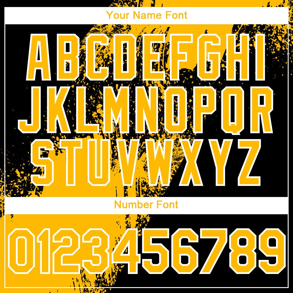 Custom Gold Black-White 3D Pattern Abstract Brush Stroke Two-Button Unisex Softball Jersey photo 5