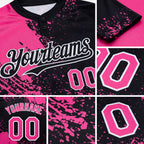 Custom Pink Black-White 3D Pattern Abstract Brush Stroke Two-Button Unisex Softball Jersey detail