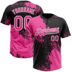 Custom Pink Black-White 3D Pattern Abstract Brush Stroke Two-Button Unisex Softball Jersey photo 1