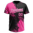 Custom Pink Black-White 3D Pattern Abstract Brush Stroke Two-Button Unisex Softball Jersey photo 2