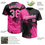 Custom Pink Black-White 3D Pattern Abstract Brush Stroke Two-Button Unisex Softball Jersey photo 3