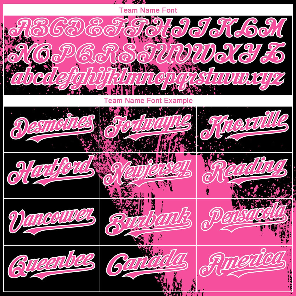 Custom Pink Black-White 3D Pattern Abstract Brush Stroke Two-Button Unisex Softball Jersey photo 4