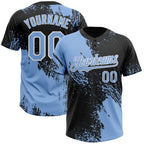 Custom Light Blue Black-White 3D Pattern Abstract Brush Stroke Two-Button Unisex Softball Jersey photo 1