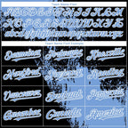 Custom Light Blue Black-White 3D Pattern Abstract Brush Stroke Two-Button Unisex Softball Jersey photo 4