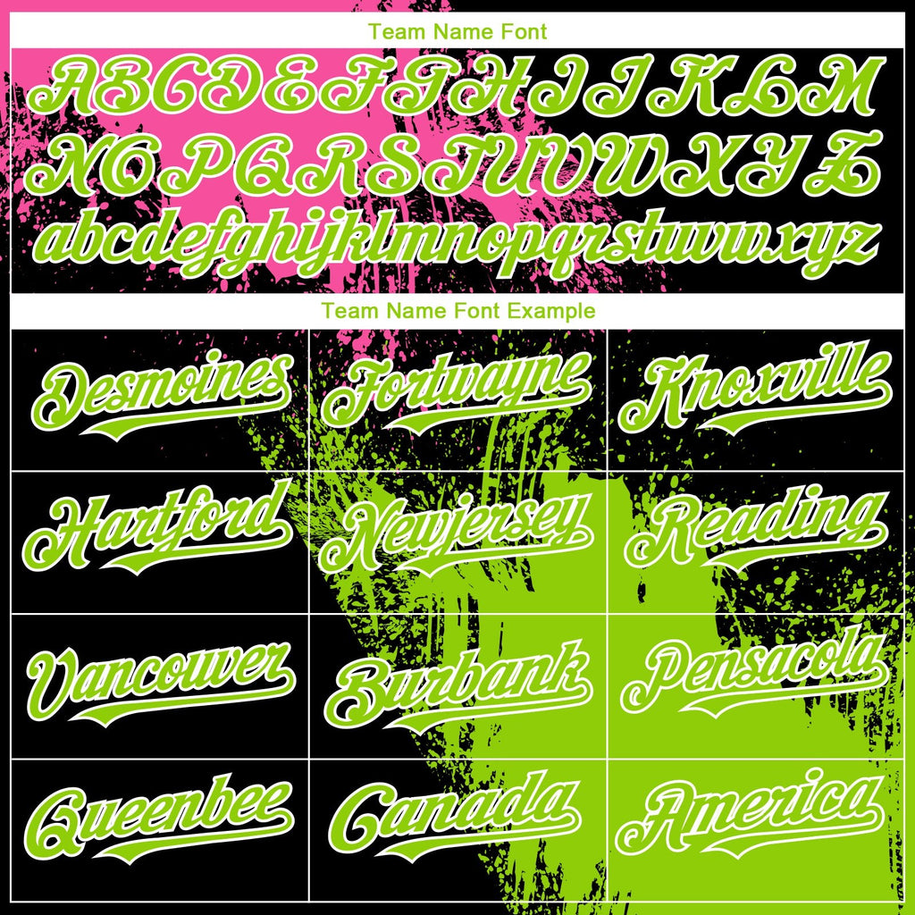 Custom Black Neon Green-Pink 3D Pattern Abstract Brush Stroke Two-Button Unisex Softball Jersey photo 4