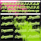 Custom Black Neon Green-Pink 3D Pattern Abstract Brush Stroke Two-Button Unisex Softball Jersey photo 4