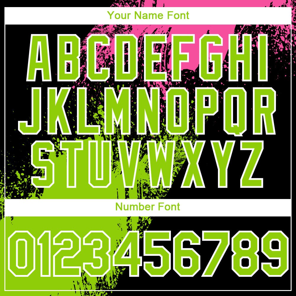 Custom Black Neon Green-Pink 3D Pattern Abstract Brush Stroke Two-Button Unisex Softball Jersey photo 5
