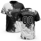 Custom White Black 3D Pattern Abstract Brush Stroke Two-Button Unisex Softball Jersey
