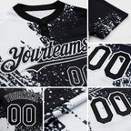 Custom White Black 3D Pattern Abstract Brush Stroke Two-Button Unisex Softball Jersey detail