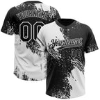 Custom White Black 3D Pattern Abstract Brush Stroke Two-Button Unisex Softball Jersey photo 1