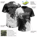 Custom White Black 3D Pattern Abstract Brush Stroke Two-Button Unisex Softball Jersey photo 3