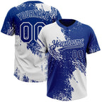 Custom White Royal 3D Pattern Abstract Brush Stroke Two-Button Unisex Softball Jersey photo 1