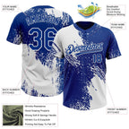 Custom White Royal 3D Pattern Abstract Brush Stroke Two-Button Unisex Softball Jersey photo 3