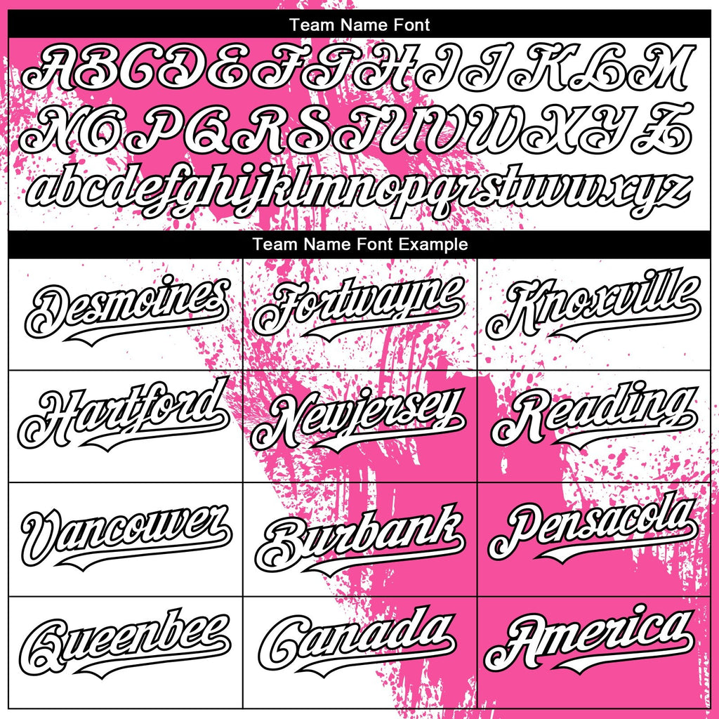 Custom Pink White-Black 3D Pattern Abstract Brush Stroke Two-Button Unisex Softball Jersey photo 3