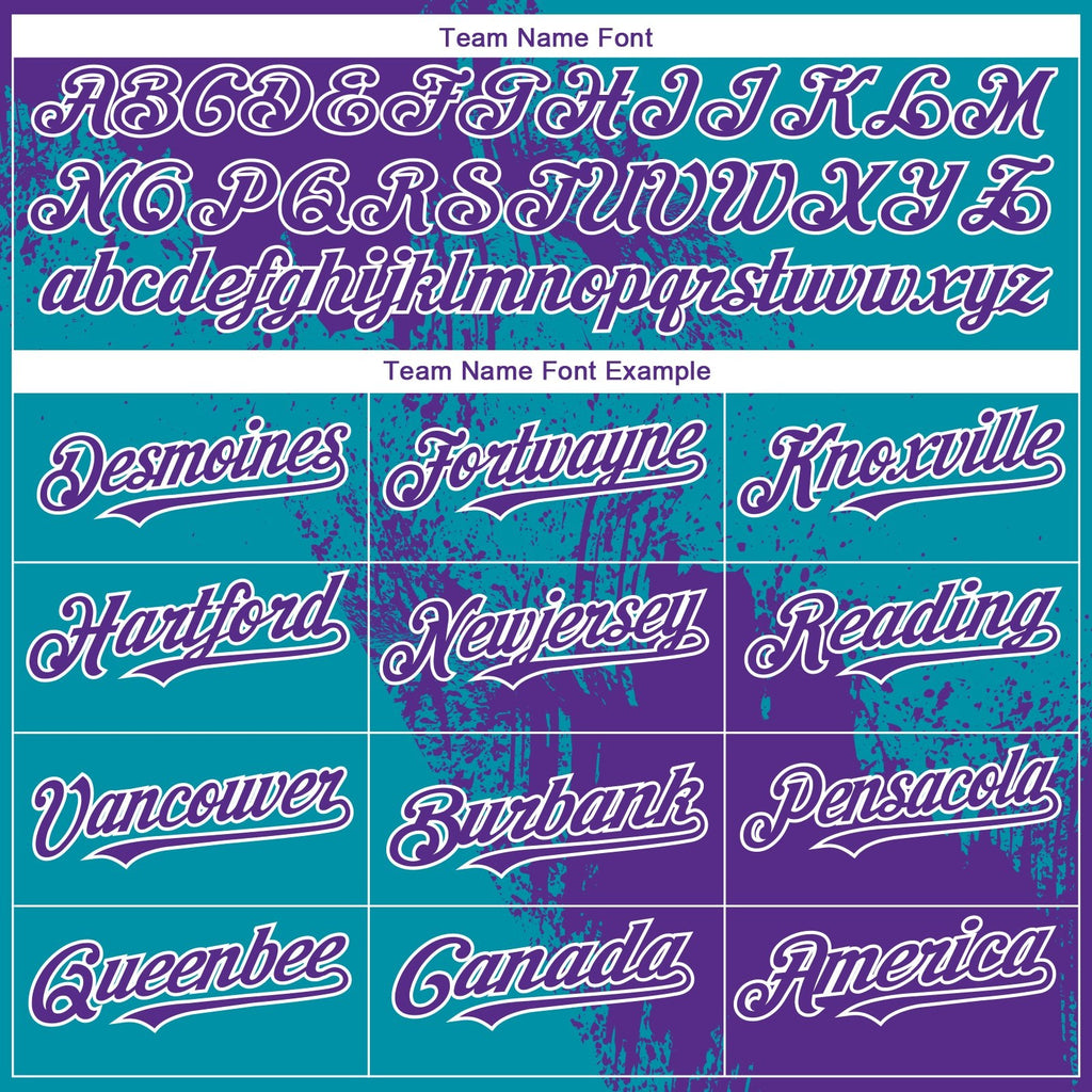 Custom Purple Aqua-White 3D Pattern Abstract Brush Stroke Two-Button Unisex Softball Jersey photo 4