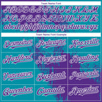 Custom Purple Aqua-White 3D Pattern Abstract Brush Stroke Two-Button Unisex Softball Jersey photo 4
