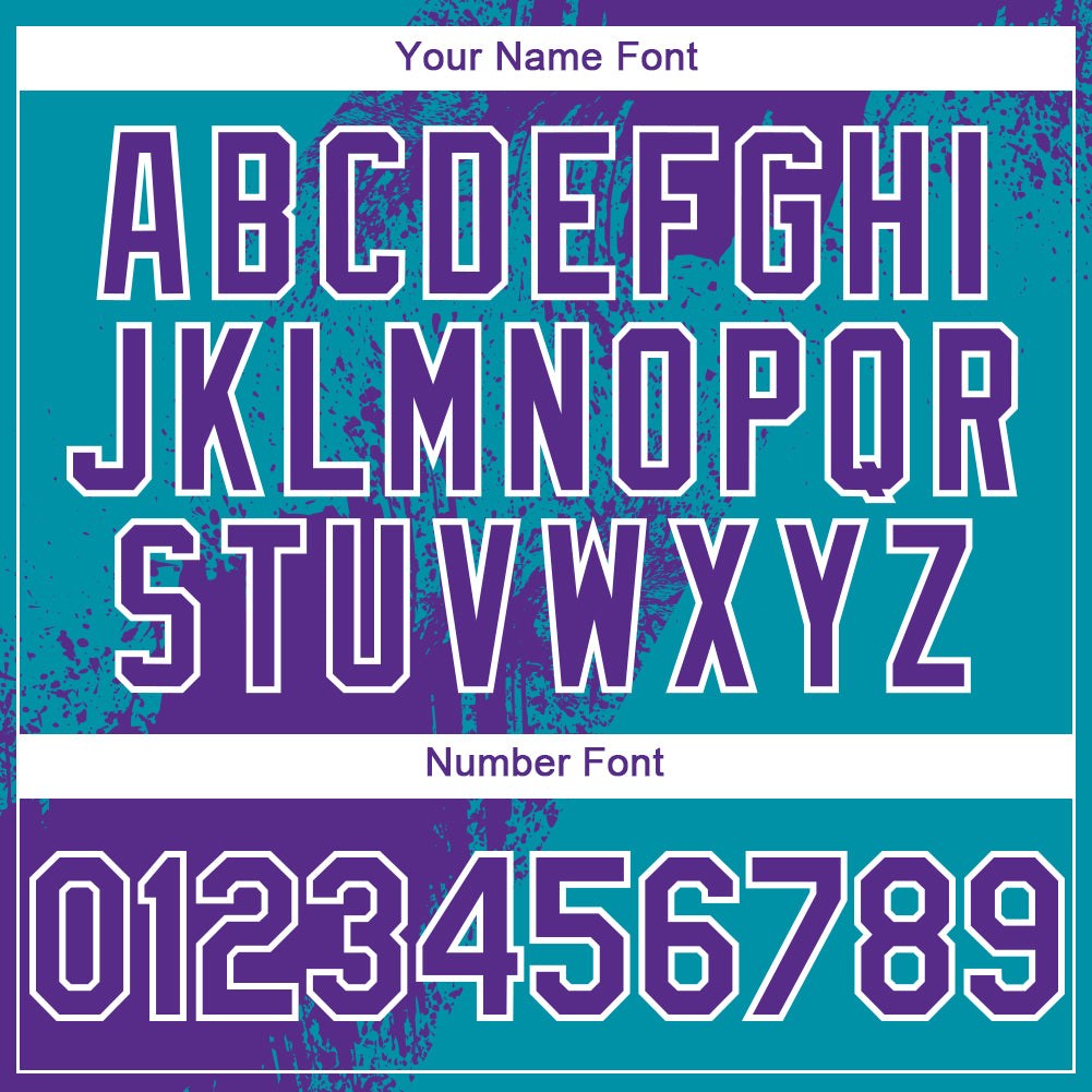 Custom Purple Aqua-White 3D Pattern Abstract Brush Stroke Two-Button Unisex Softball Jersey photo 5
