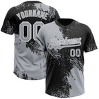 Custom Gray Black-White 3D Pattern Abstract Brush Stroke Two-Button Unisex Softball Jersey photo 1