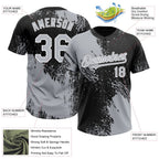 Custom Gray Black-White 3D Pattern Abstract Brush Stroke Two-Button Unisex Softball Jersey photo 3