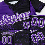 Custom Purple Black-White 3D Pattern Abstract Brush Stroke Two-Button Unisex Softball Jersey detail