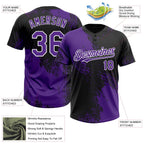 Custom Purple Black-White 3D Pattern Abstract Brush Stroke Two-Button Unisex Softball Jersey photo 3