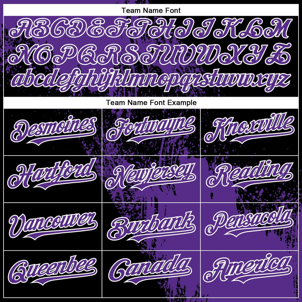 Custom Purple Black-White 3D Pattern Abstract Brush Stroke Two-Button Unisex Softball Jersey photo 4