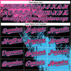 Custom Black Pink-Sky Blue 3D Pattern Abstract Brush Stroke Two-Button Unisex Softball Jersey photo 5