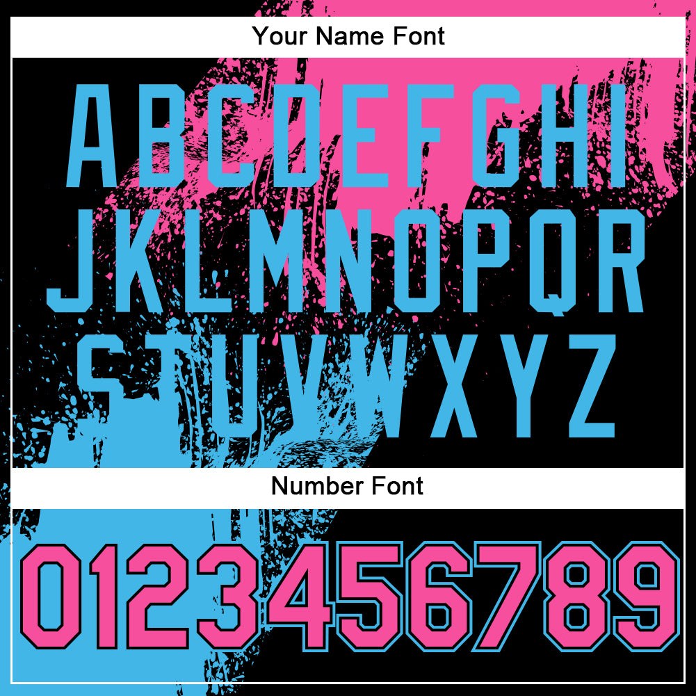 Custom Black Pink-Sky Blue 3D Pattern Abstract Brush Stroke Two-Button Unisex Softball Jersey photo 6