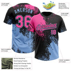 Custom Black Pink-Light Blue 3D Pattern Abstract Brush Stroke Two-Button Unisex Softball Jersey photo 3
