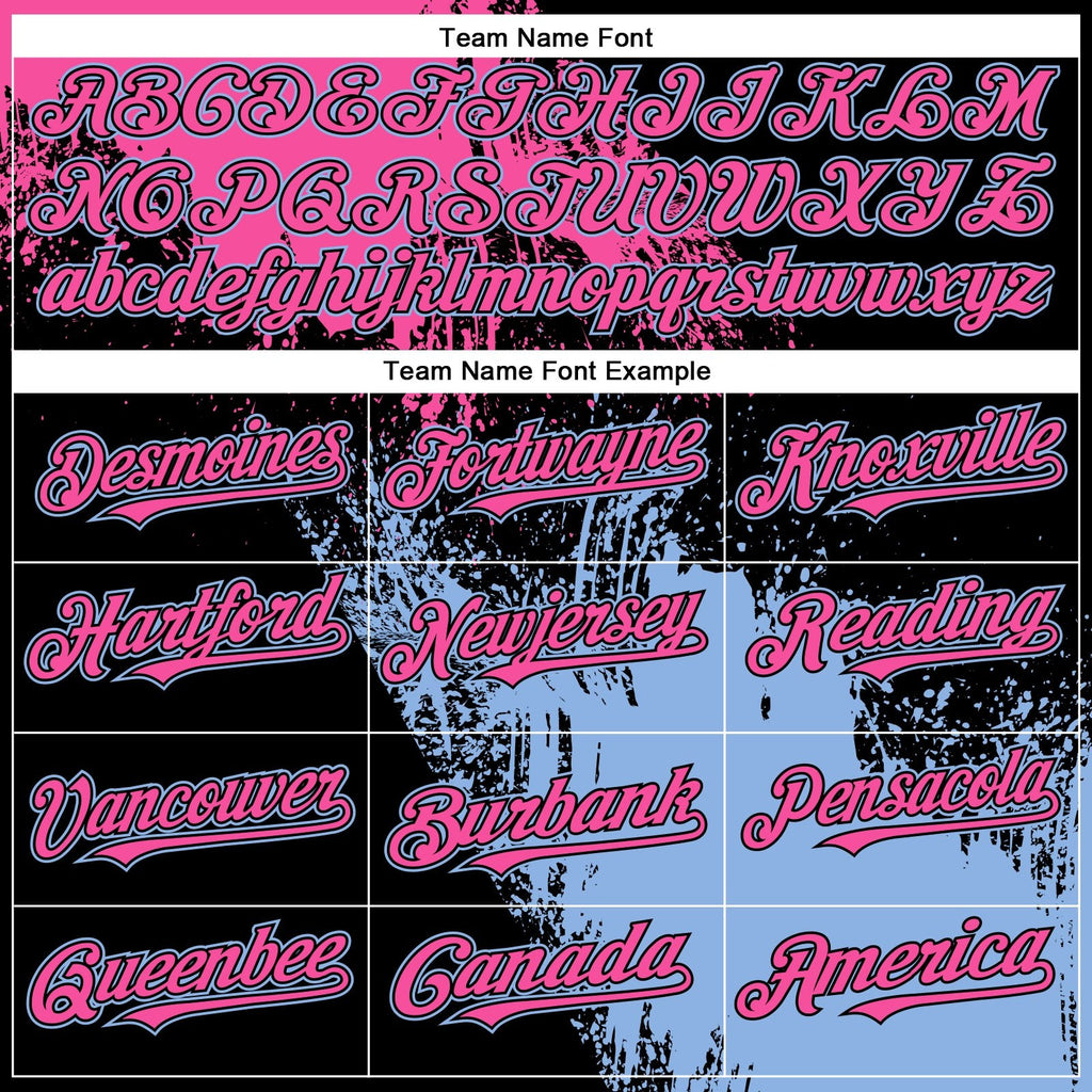 Custom Black Pink-Light Blue 3D Pattern Abstract Brush Stroke Two-Button Unisex Softball Jersey photo 4