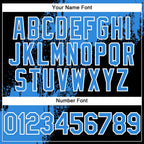 Custom Black Electric Blue-White 3D Pattern Abstract Brush Stroke Two-Button Unisex Softball Jersey photo 5