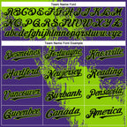 Custom Neon Green Black-Purple 3D Pattern Abstract Brush Stroke Two-Button Unisex Softball Jersey photo 4
