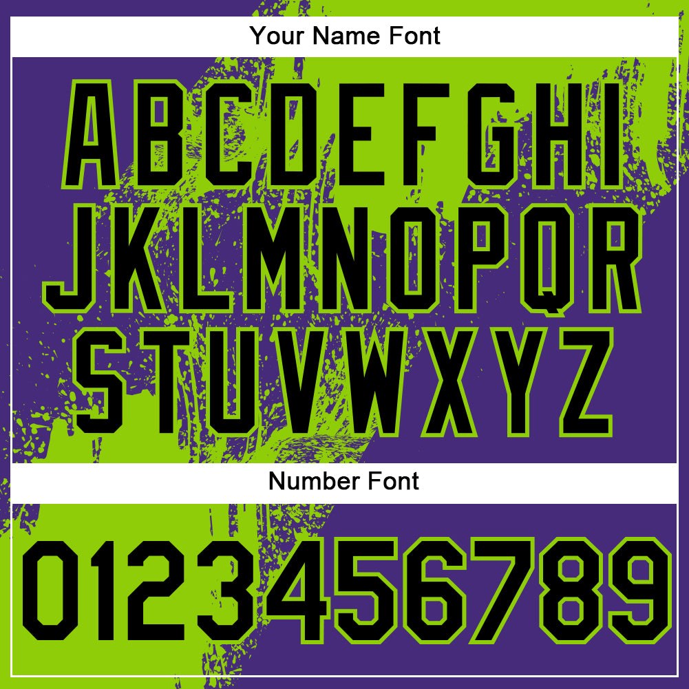 Custom Neon Green Black-Purple 3D Pattern Abstract Brush Stroke Two-Button Unisex Softball Jersey photo 5