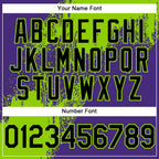 Custom Neon Green Black-Purple 3D Pattern Abstract Brush Stroke Two-Button Unisex Softball Jersey photo 5