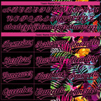 Custom Black Pink 3D Pattern Hawaii Tropical Palm Leaves Two-Button Unisex Softball Jersey photo 4