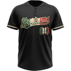Custom Black Vintage Mexican Flag-City Cream Two-Button Unisex Softball Jersey photo 2