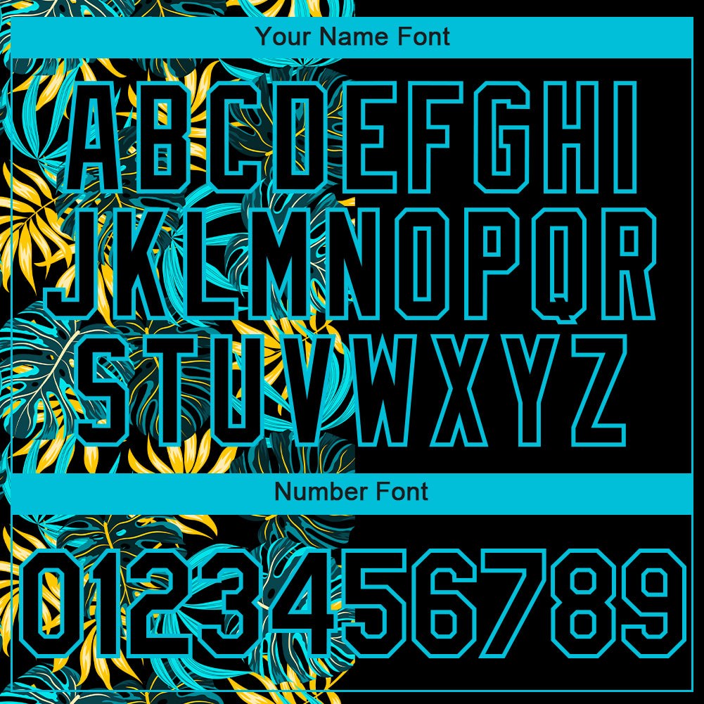 Custom Black Lakes Blue 3D Pattern Hawaii Tropical Palm Leaves Two-Button Unisex Softball Jersey photo 5