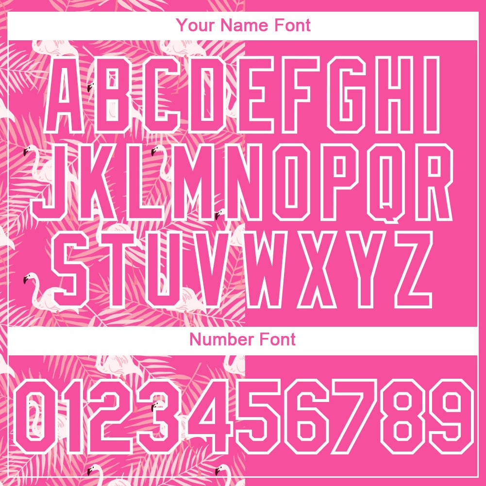 Custom Pink White 3D Pattern Tropical Palm Leaves And Famingo Two-Button Unisex Softball Jersey photo 5