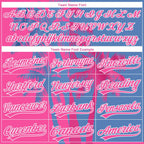 Custom Pink Light Blue-White 3D Pattern Hawaii Coconut Trees Two-Button Unisex Softball Jersey photo 4
