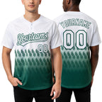 Custom White Kelly Green 3D Pattern Lines Two-Button Unisex Softball Jersey worn front and back
