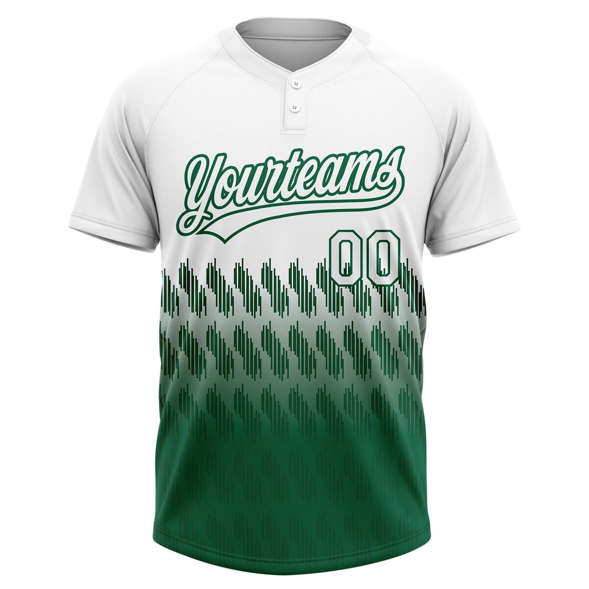 Custom White Kelly Green 3D Pattern Lines Two-Button Unisex Softball Jersey photo 2