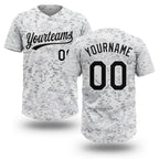 Custom Camo Black-White 3D Arctic Camouflage Two-Button Unisex Softball Jersey
