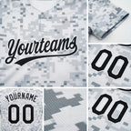 Custom Camo Black-White 3D Arctic Camouflage Two-Button Unisex Softball Jersey detail