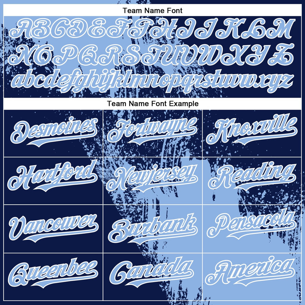 Custom Light Blue Navy-White 3D Pattern Abstract Brush Stroke Two-Button Unisex Softball Jersey photo 4