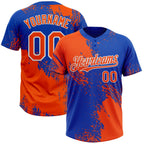 Custom Orange Thunder Blue-White 3D Pattern Abstract Brush Stroke Two-Button Unisex Softball Jersey photo 1