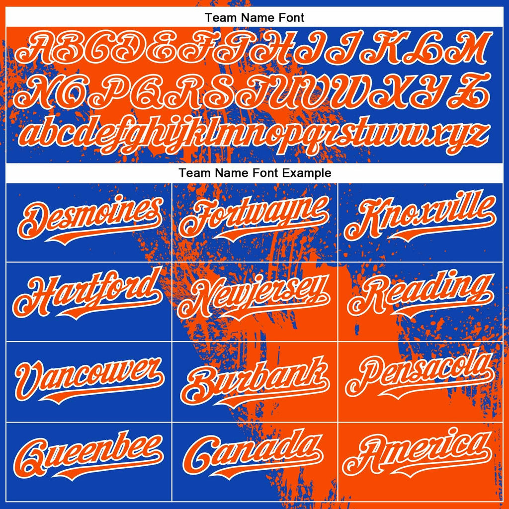 Custom Orange Thunder Blue-White 3D Pattern Abstract Brush Stroke Two-Button Unisex Softball Jersey photo 4