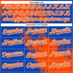 Custom Orange Thunder Blue-White 3D Pattern Abstract Brush Stroke Two-Button Unisex Softball Jersey photo 4