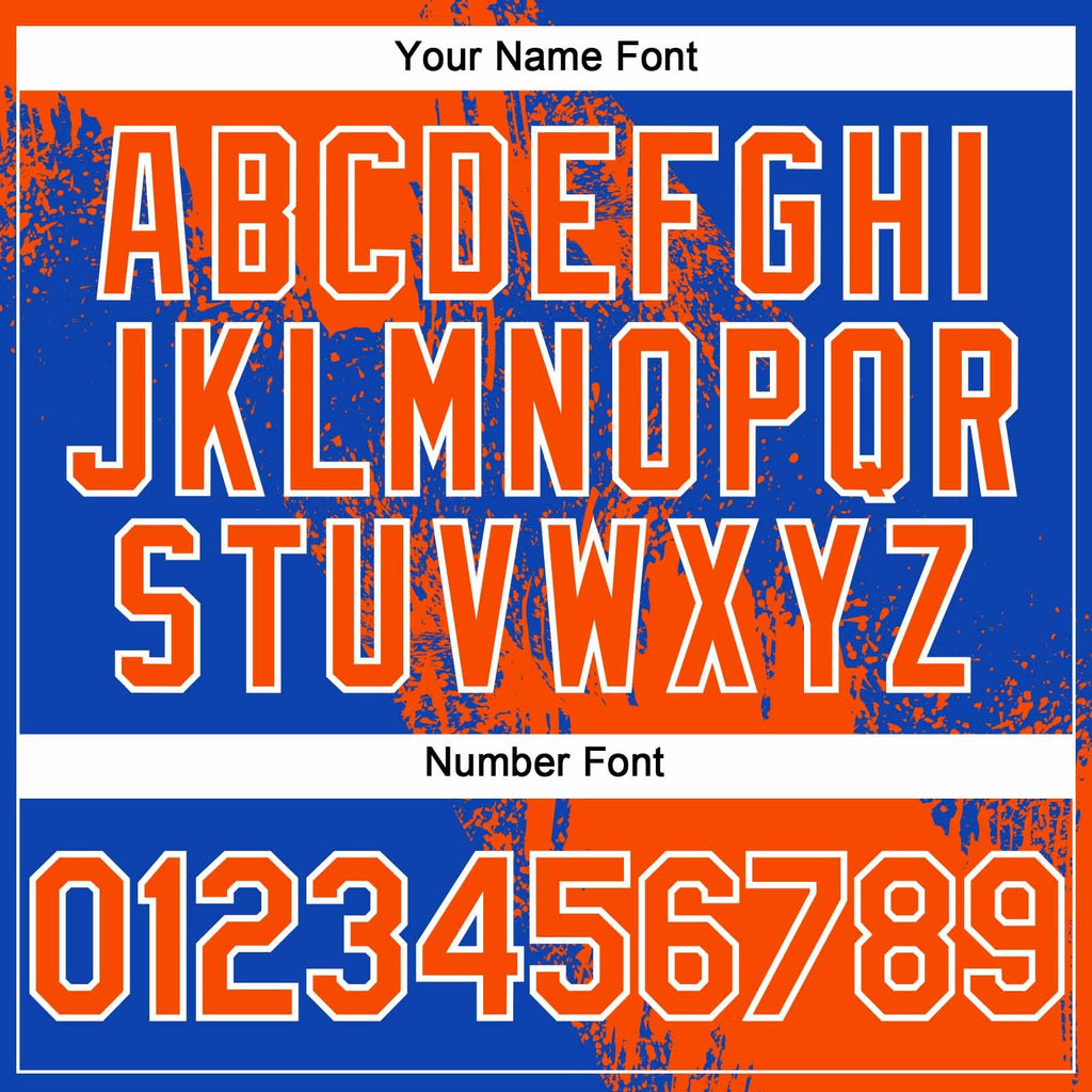 Custom Orange Thunder Blue-White 3D Pattern Abstract Brush Stroke Two-Button Unisex Softball Jersey photo 5