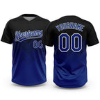 Custom Black Royal-White 3D Gradient Square Shape Two-Button Unisex Softball Jersey