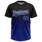 Custom Black Royal-White 3D Gradient Square Shape Two-Button Unisex Softball Jersey photo 2